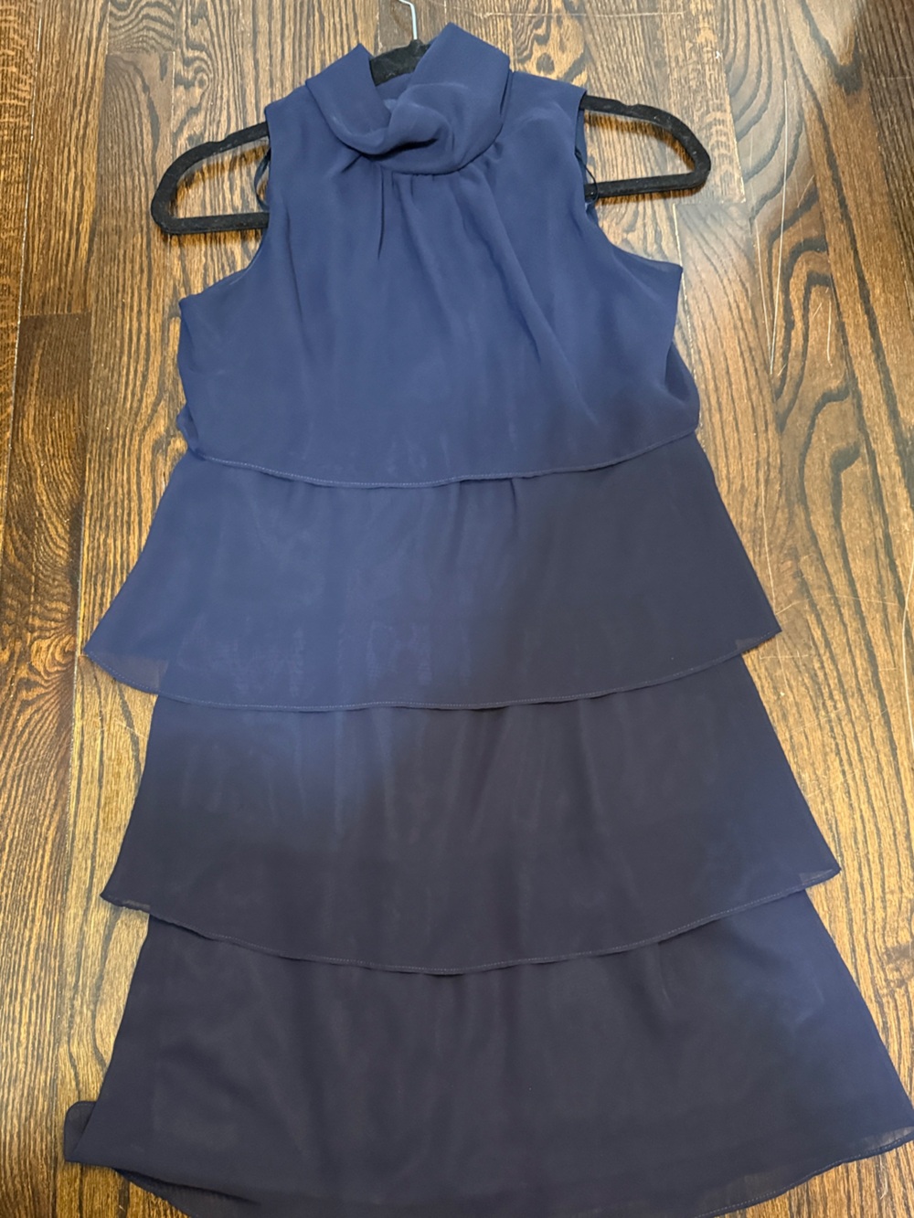 Jessica Howard Navy Tiered A-Line Chiffon Skirt